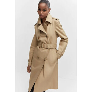 NEW MANGO BEIGE POLANA CLASSIC TRENCH JACKET COAT WITH BELT SZ XXS